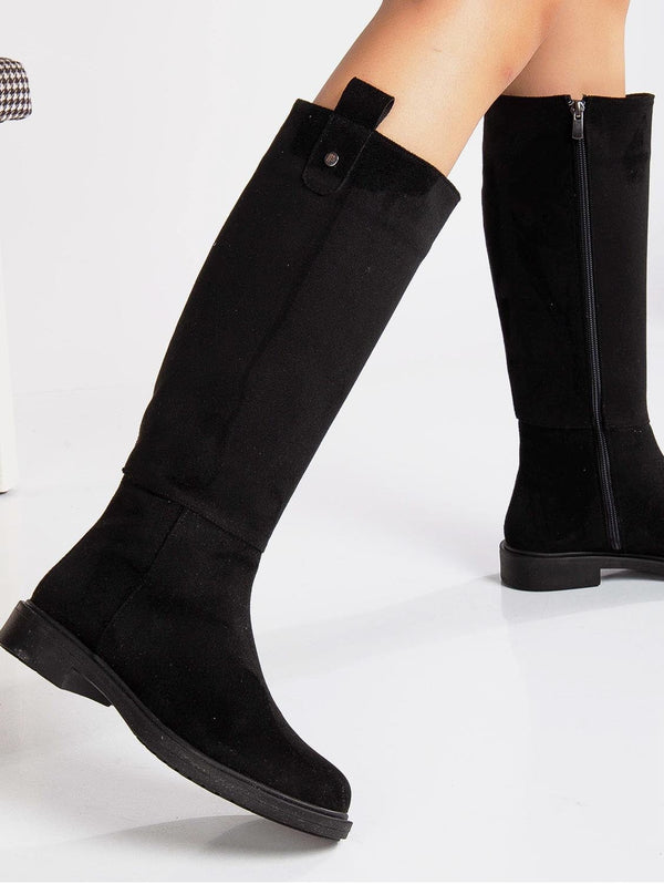 Prologue Shoes Maeve Vegan Suede Knee High Rain Boots | Black