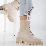 Immaculate Vegan - Prologue Shoes Mallory Vegan Leather Combat Lace Up Boots | Beige