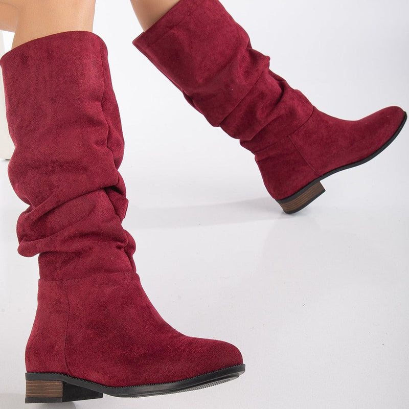 Prologue Shoes Maribel - Brick Red Suede Slouchy Boots