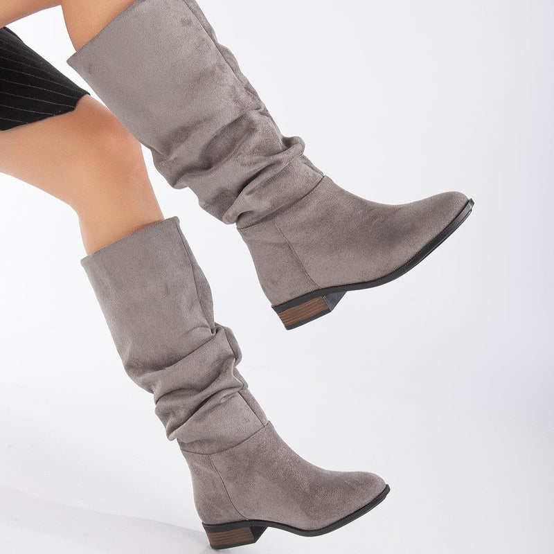Prologue Shoes Maribel - Gray Suede Slouchy Boots