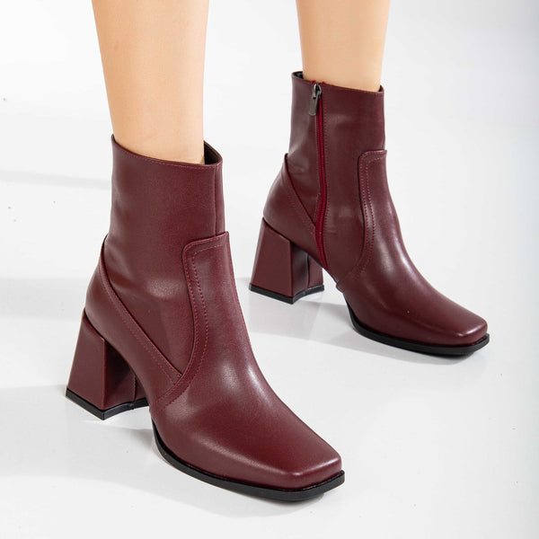 Prologue Shoes Maya - Burgundy Matt Ankle Boots