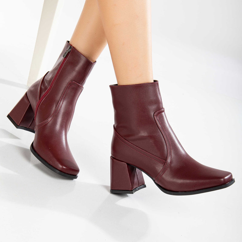 Prologue Shoes Maya - Burgundy Matt Ankle Boots