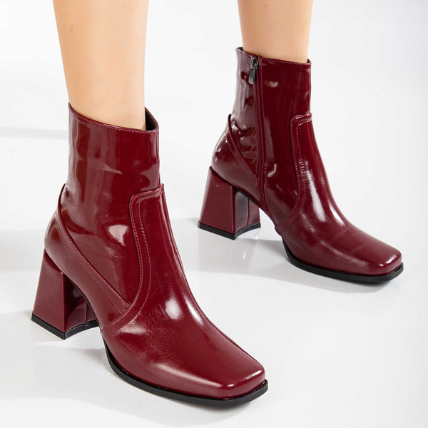 Prologue Shoes Maya - Burgundy Patent Ankle Boots