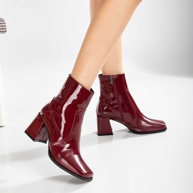 Prologue Shoes Maya - Burgundy Patent Ankle Boots