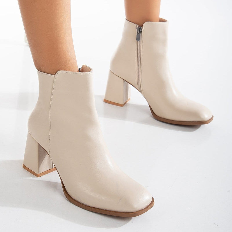 Prologue Shoes Nadine Vegan Leather Ankle Boots | Beige