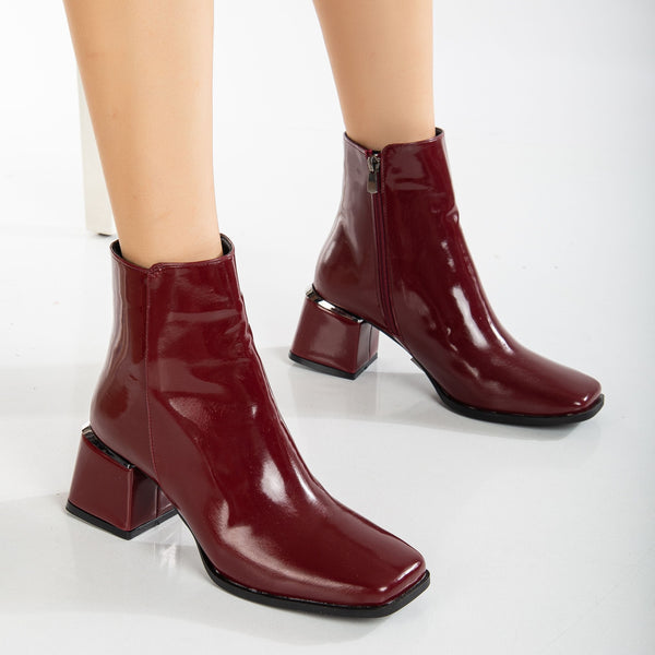 Prologue Shoes Odette - Burgundy Patent Ankle Boots