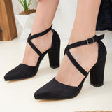 Immaculate Vegan - Prologue Shoes Sina - Black Suede Criss Cross Heels
