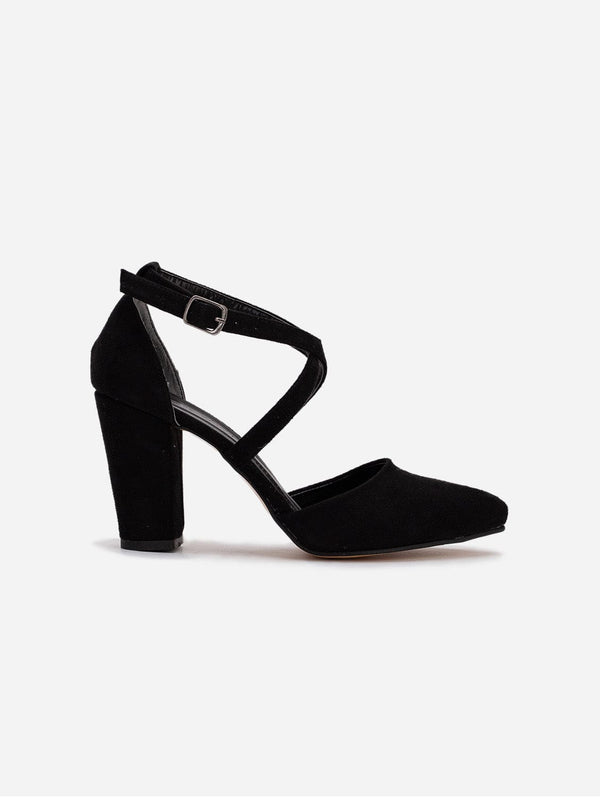 Prologue Shoes Sina - Black Suede Criss Cross Heels