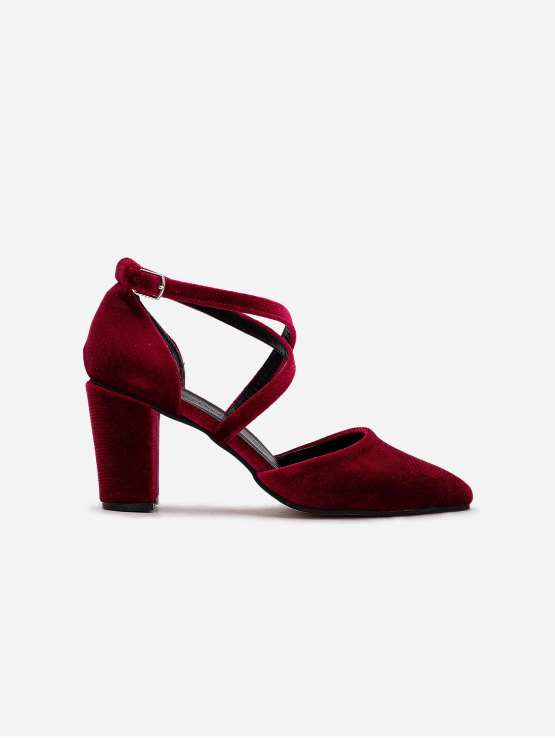 Prologue Shoes Sina - Dark Red Velvet Heels, Burgundy Velvet Shoes