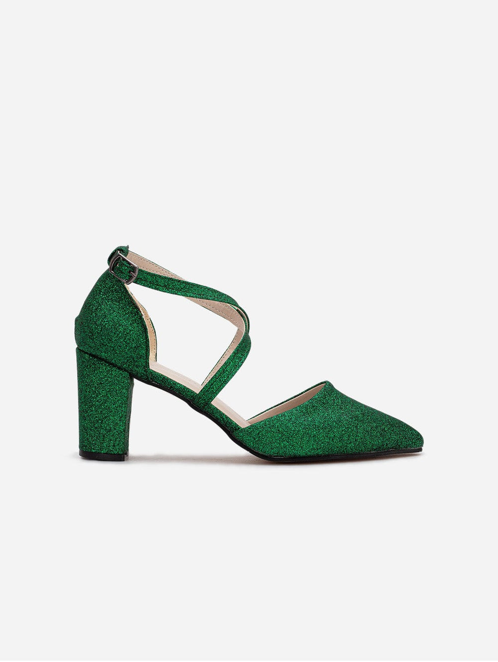 Green fashion glitter pumps