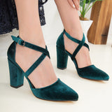 Immaculate Vegan - Prologue Shoes Sina - Green Velvet Criss Cross Heels