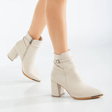 Immaculate Vegan - Prologue Shoes Solange Vegan Suede Heeled Ankle Boots | Beige