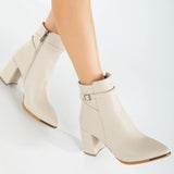 Immaculate Vegan - Prologue Shoes Solange Vegan Suede Heeled Ankle Boots | Beige