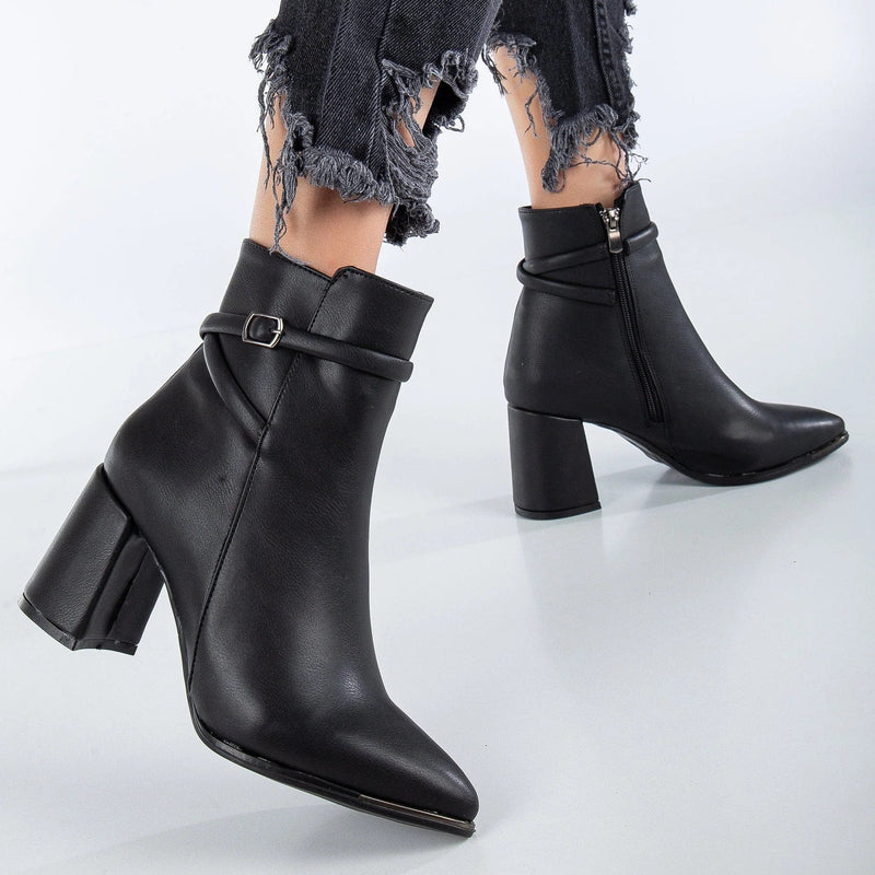 Prologue Shoes Solange Vegan Suede Heeled Ankle Boots | Black