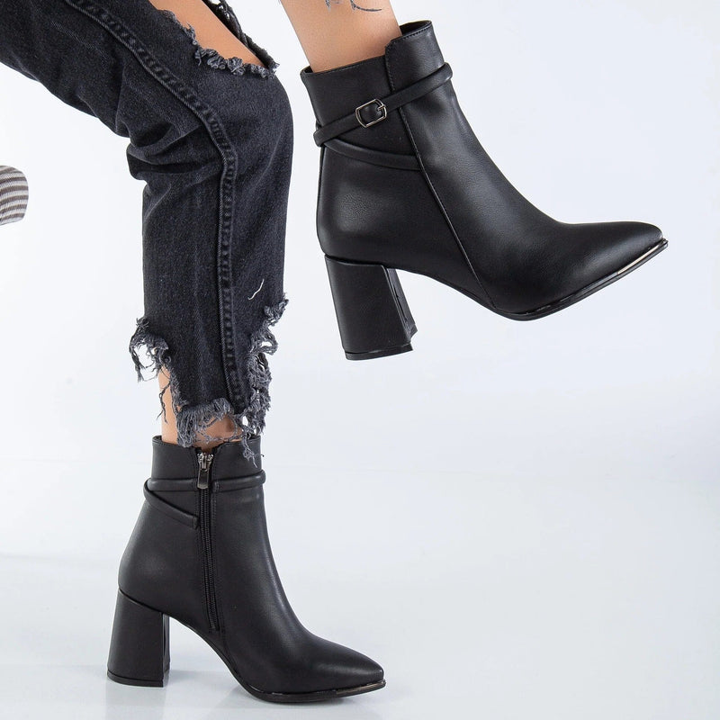 Prologue Shoes Solange Vegan Suede Heeled Ankle Boots | Black