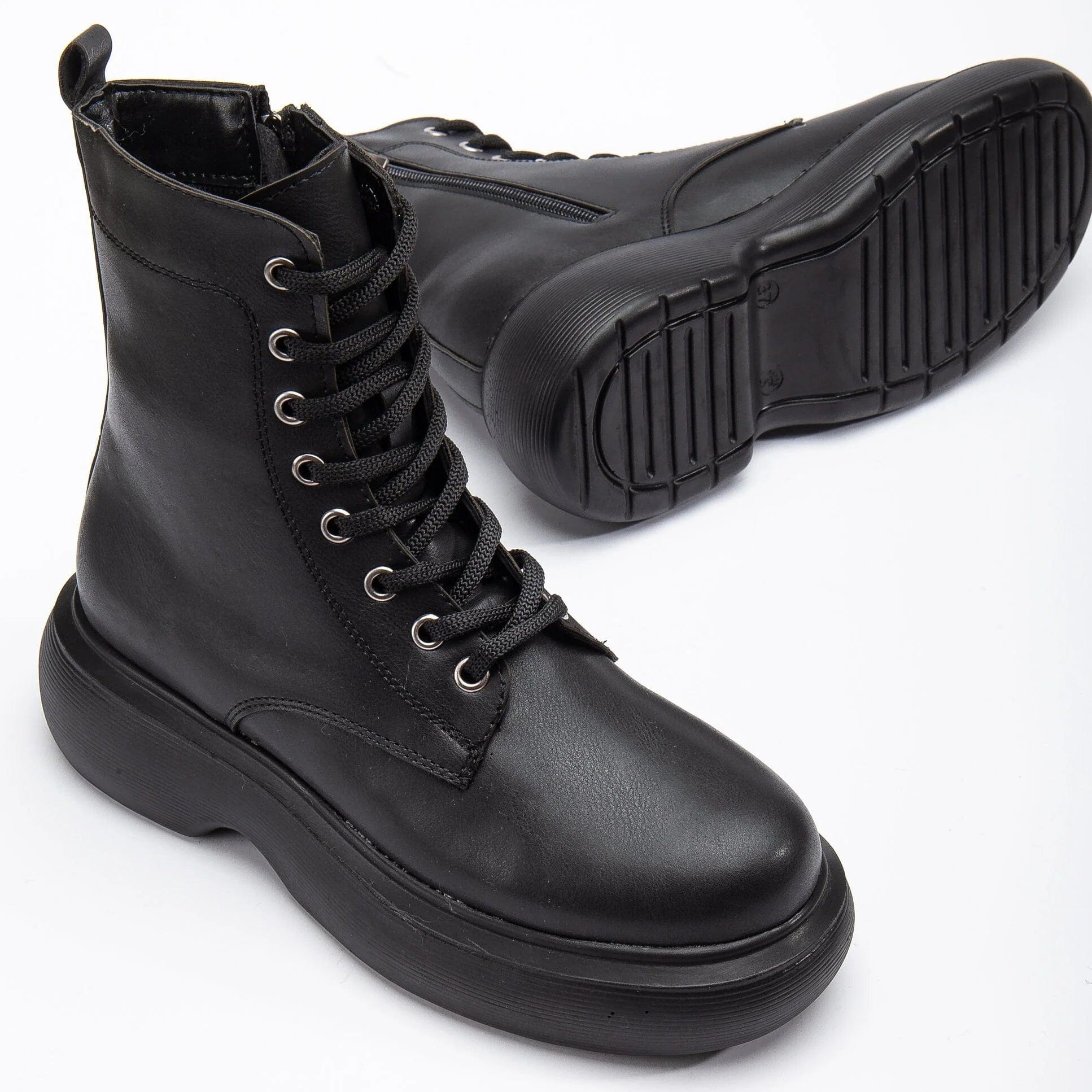 Prologue Shoes Sylvie Vegan Leather Combat Boots | Black
