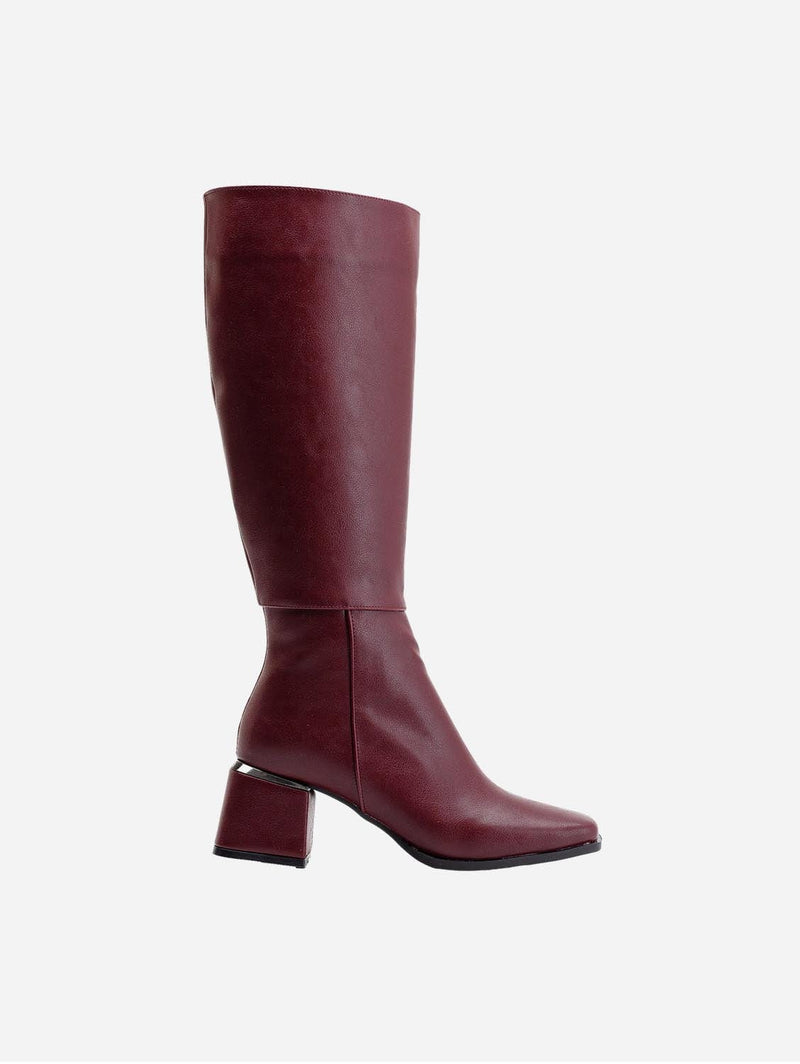 Prologue Shoes Anelise Knee High Vegan Leather Boots | Burgundy Matt UK3 / EU36 / US5.5 / Burgundy