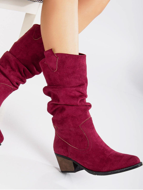 Prologue Shoes Bonnie Vegan Suede Western Boots | Burgundy UK3 / EU36 / US5.5 / Burgundy