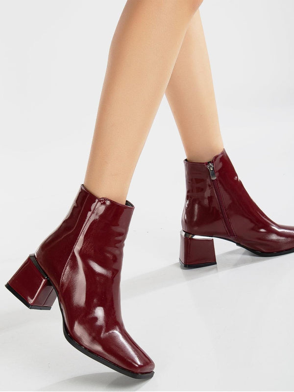 Prologue Shoes Odette Vegan Leather Ankle Boots | Burgundy Patent UK3 / EU36 / US5.5 / Burgundy Patent