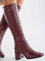 Immaculate Vegan - Prologue Shoes Celeste Vegan Leather Knee High Boots | Burgundy Matt UK3 / EU36 / US5.5