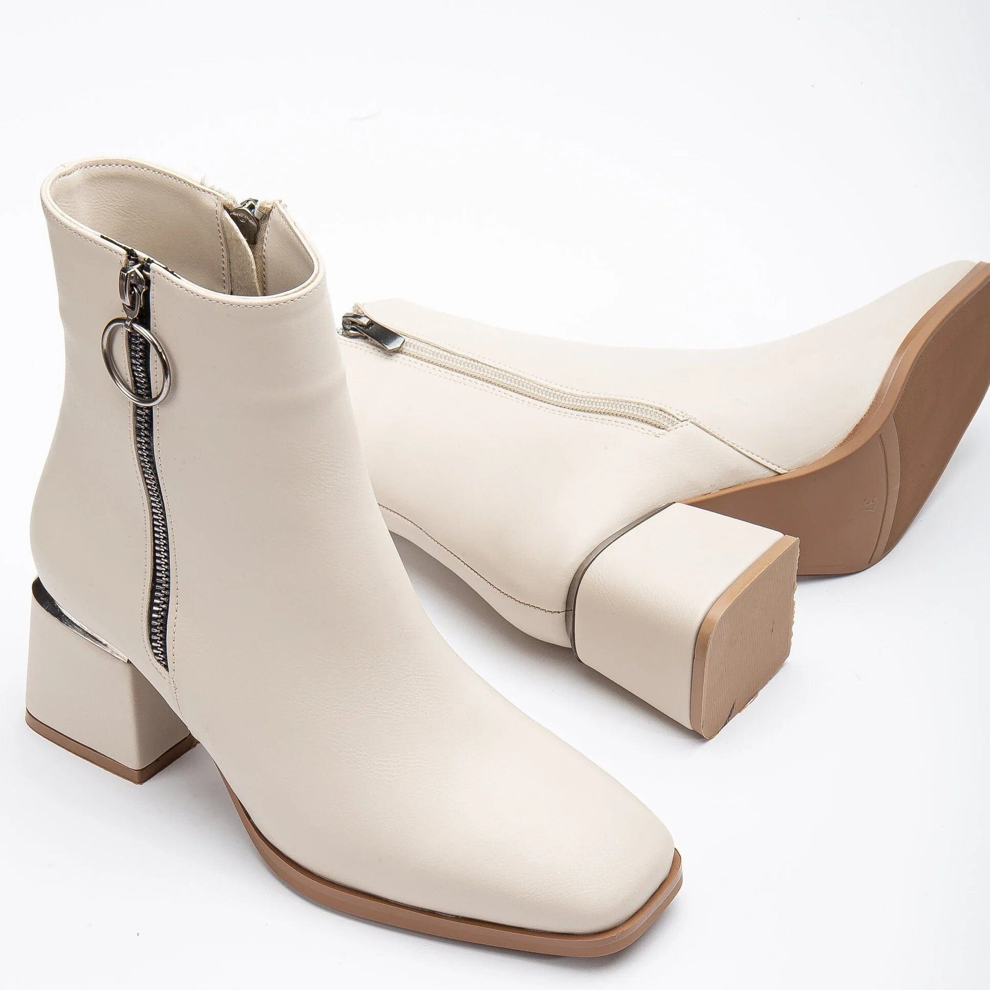 Prologue Shoes Esme Vegan Leather Ankle Boots | Beige UK3 / EU36 / US5.5