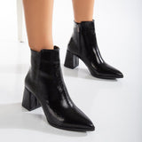 Immaculate Vegan - Prologue Shoes Edith Patent Vegan Leather Ankle Boots | Black UK6.5 / EU40 / US9 / Black Patent