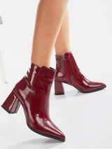 Immaculate Vegan - Prologue Shoes Edith Patent Vegan Leather Ankle Boots | Burgundy UK6.5 / EU40 / US9 / Burgundy Patent