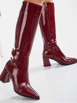 Immaculate Vegan - Prologue Shoes Valerie Patent Vegan Leather Knee High Boots | Burgundy UK6.5 / EU40 / US9