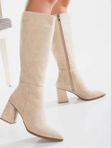 Immaculate Vegan - Prologue Shoes Valerie Vegan Suede Knee High Boots | Beige UK6.5 / EU40 / US9