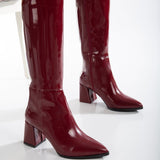 Immaculate Vegan - Prologue Shoes Valerie Patent Vegan Leather Knee High Boots | Burgundy