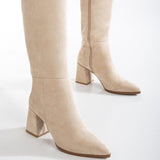 Immaculate Vegan - Prologue Shoes Valerie Vegan Suede Knee High Boots | Beige