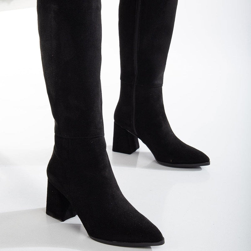 Prologue Shoes Valerie Vegan Suede Knee High Boots | Black