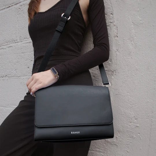 Rahui London Wisteria Apple Leather Vegan Shoulder Bag | Black Black