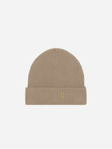 Immaculate Vegan - Ration.L Fisherman Beanie Heather Sand | Embroidered RATION.L Logo R. Organic Beanie Heather Sand