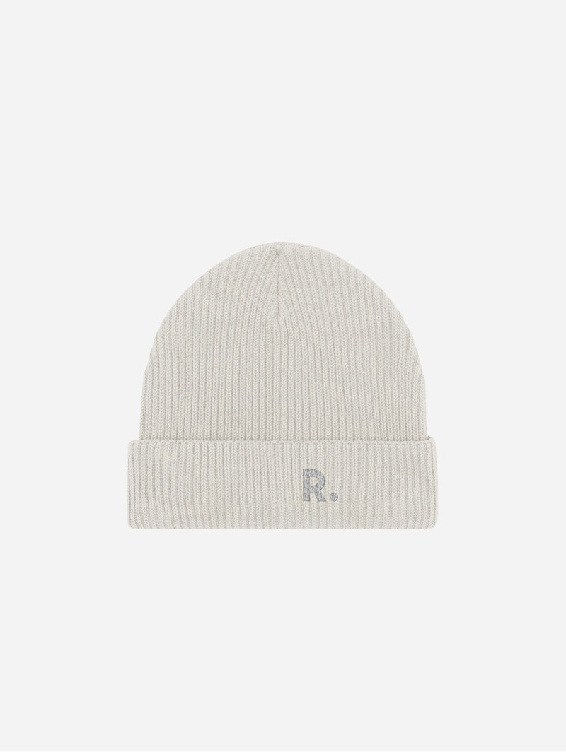 Ration.L Fisherman Beanie Natural | Embroidered RATION.L Logo R. Organic Beanie Natural