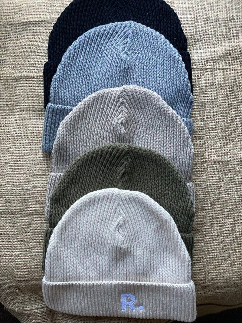Ration.L Fisherman Embroidered Organic Cotton Beanie | Natural Natural