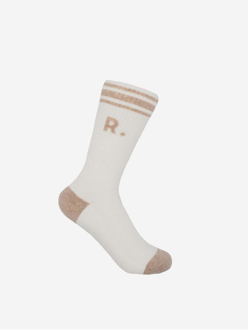 Ration.L Sunny Sand Unisex Organic Cotton Socks | White & Beige