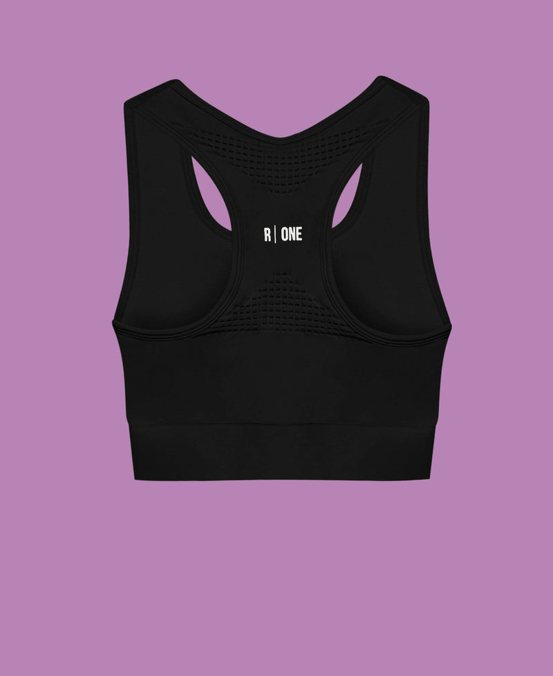 Reflexone B-Confident Q-NOVA® Regenerated Material Nylon Sports Bra | Black Black / S / 73% Recycled Polyamide, 20% Polyamide, 7% Elastane