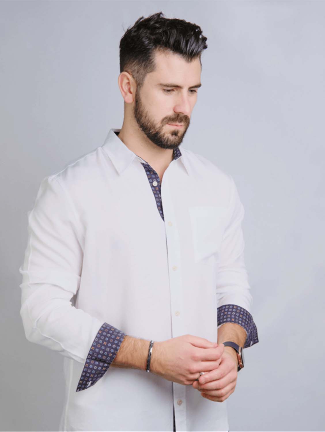 Rewound Clothing The David 100% Tencel Slim Fit Shirt | White Small