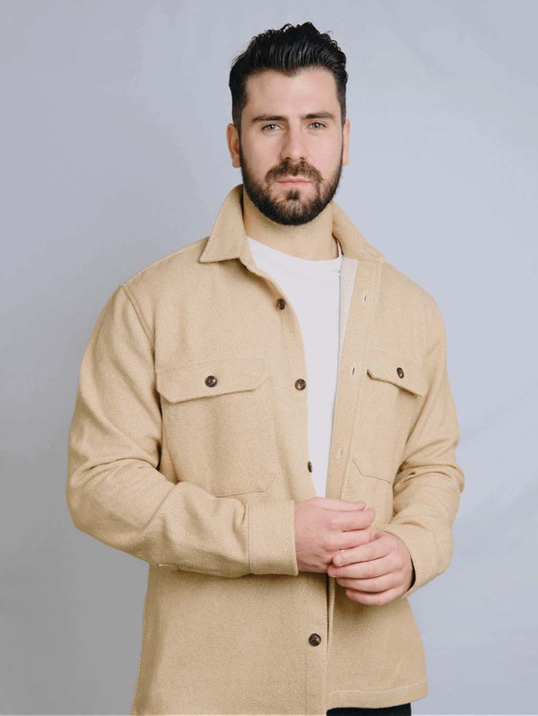 Rewound Clothing The James 100% Recycled Overshirt | Beige Small