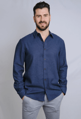 Immaculate Vegan - Rewound Clothing The Joseph Hemp Blend Navy Shirt