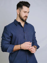Immaculate Vegan - Rewound Clothing The Joseph Hemp Blend Shirt | Navy