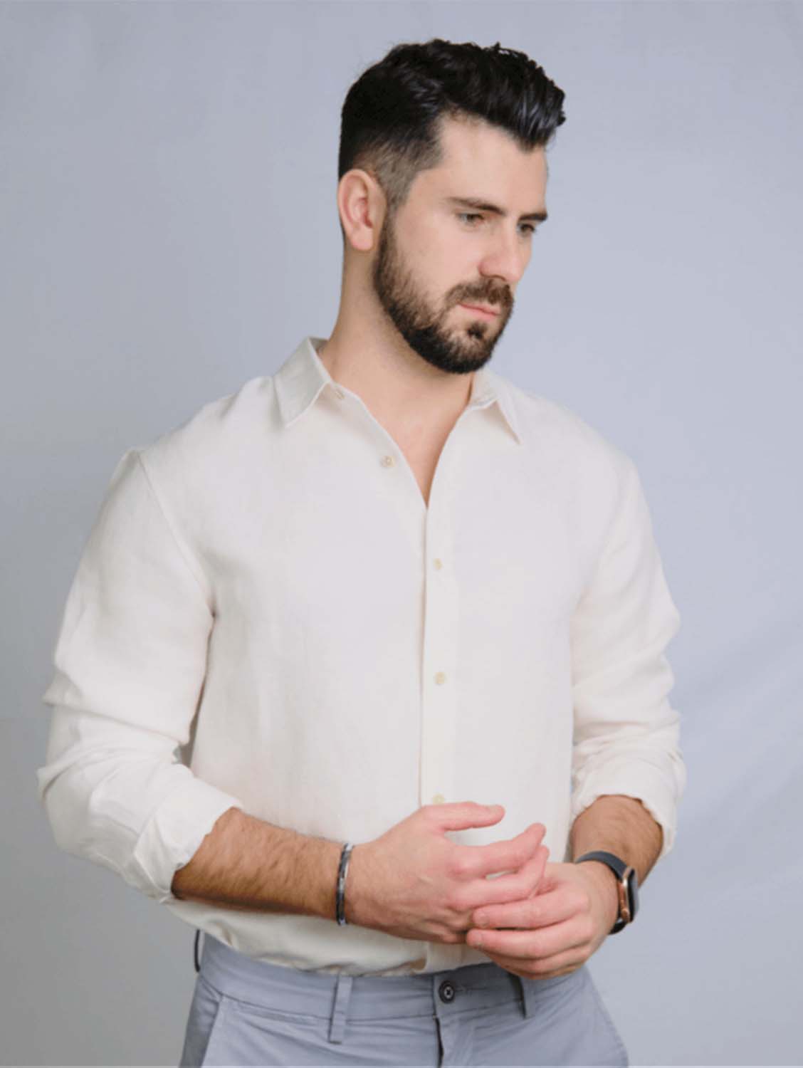 Rewound Clothing The Lukas Hemp Blend Shirt | White