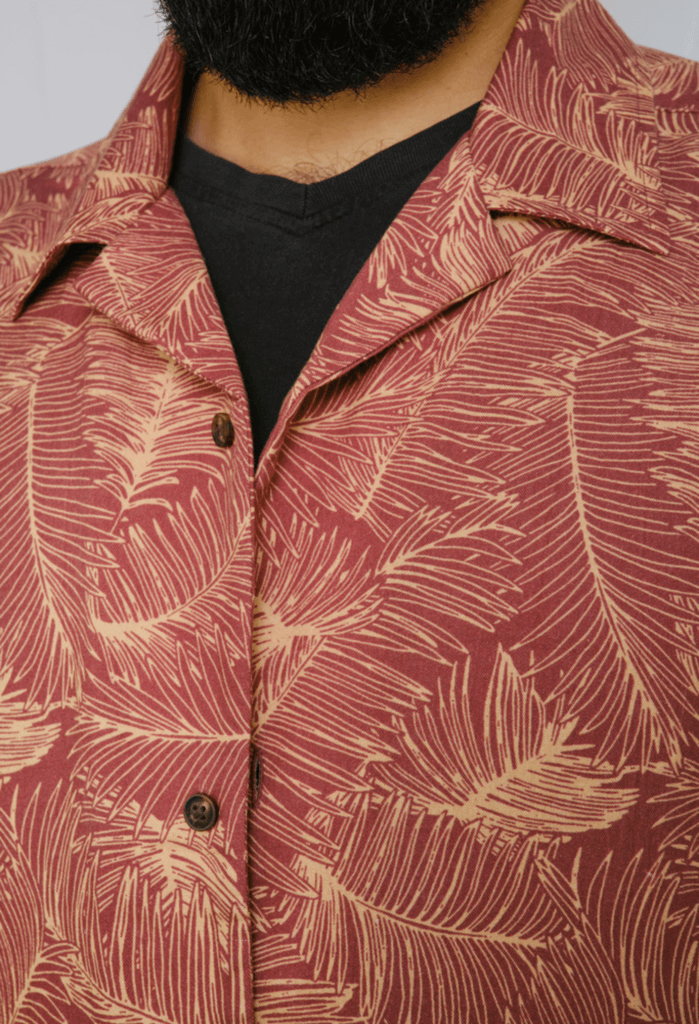 Rewound Clothing The Toby 100% Tencel Palm Print Shirt