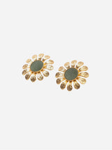 Immaculate Vegan - Rive Claire Margaret 24ct Gold Plated Stud Earrings | Dark Green & Gold