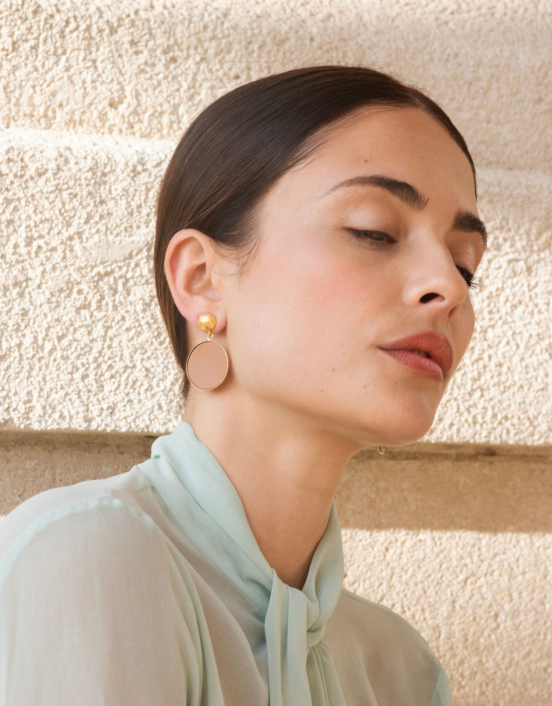 Rive Claire Charlotte Camel and Shiny Gold Earrings