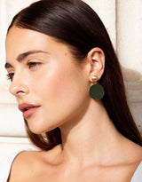 Immaculate Vegan - Rive Claire Charlotte Dark Green and Shiny gold Earrings