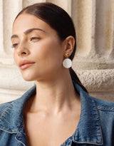 Immaculate Vegan - Rive Claire Charlotte White and Shiny Gold Earrings