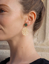 Immaculate Vegan - Rive Claire Grace Dark Green and Bright Gold Earrings