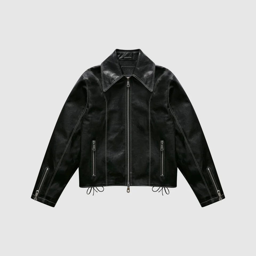 Robin Unisex Vegan Olive Leather Jacket | Black – Immaculate Vegan